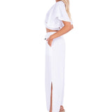 'Courtney' Wrap Tie Crop Top White - Seaspice Resort Wear