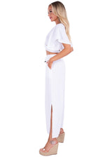 'Courtney' Wrap Tie Crop Top White - Seaspice Resort Wear