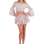 Dahlia' Ruffle Mini Skirt Baby Beige - Seaspice Resort Wear