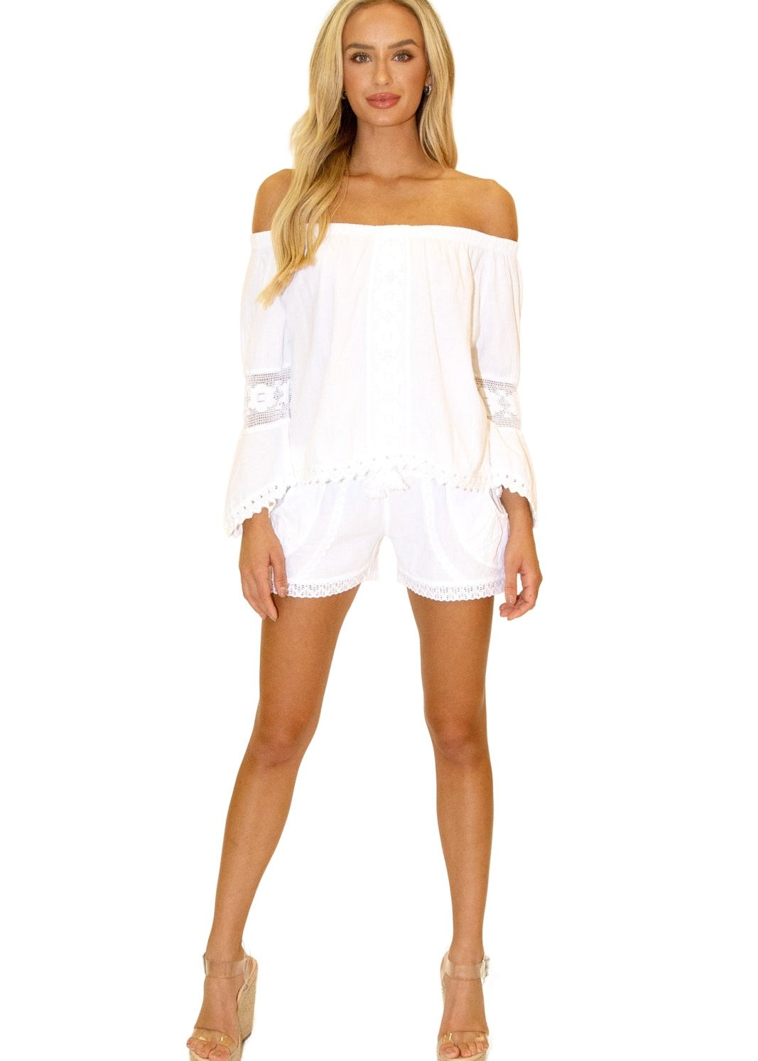 100% Cotton 'Daisy' Off Shoulder Top White
