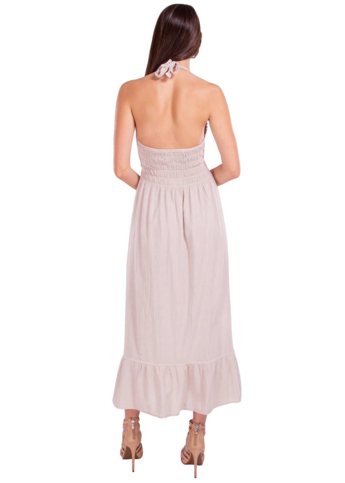 'Daphne' Halter Maxi Dress BABY Beige - Seaspice Resort Wear BABY TURQUOISE / XL 'Daphne' Halter Maxi Dress BABY Beige - Seaspice Resort Wear BABY TURQUOISE / XL