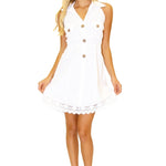 100% Cotton 'Dominique' Button Detail Dress White
