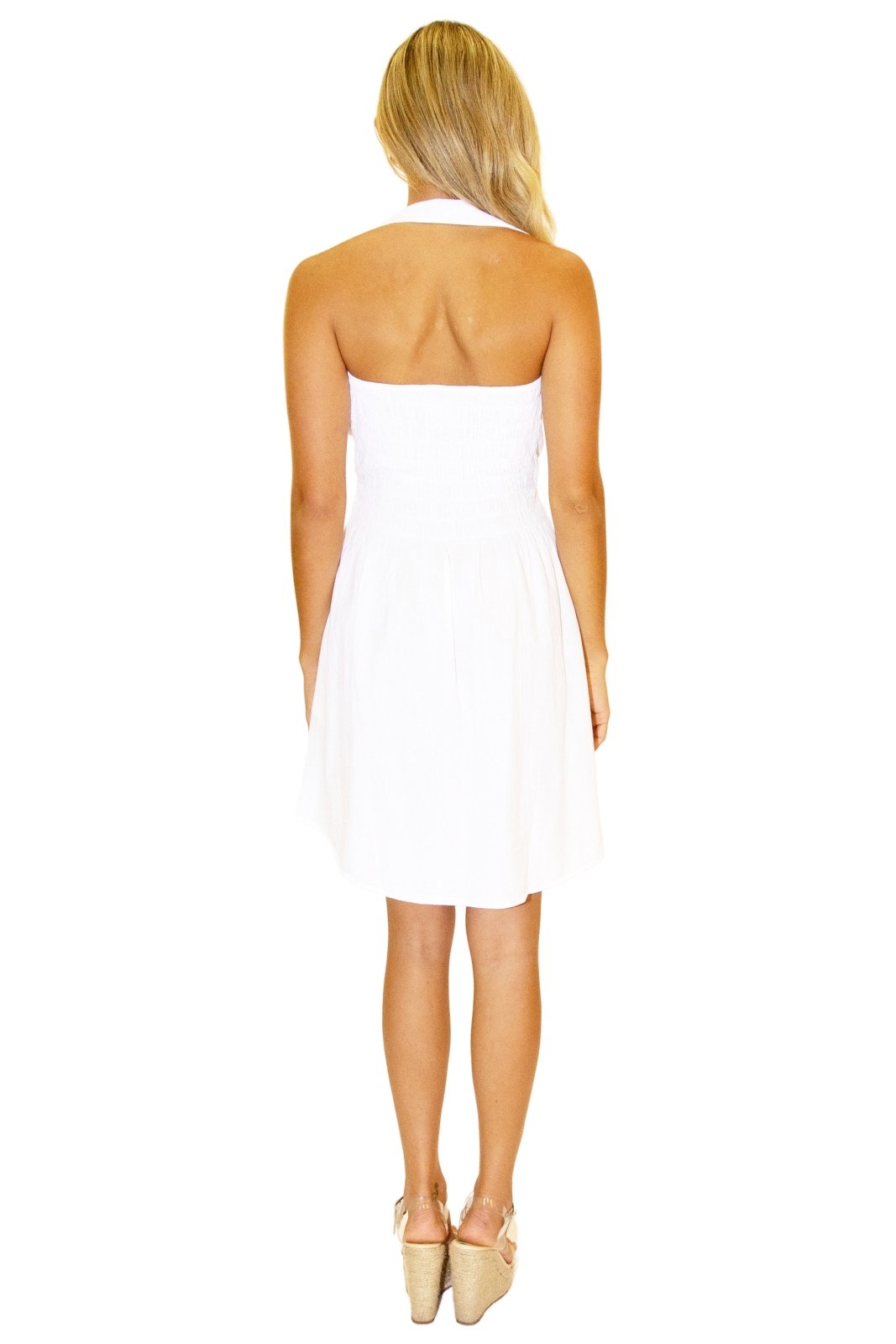 100% Cotton 'Dominique' Button Detail Dress White