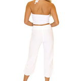 'Eliza' Tassel Trim Halter Top White