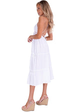 'Elliana' Tiered Midi Dress White