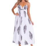 'Emilia' Palm Print Maxi Dress White