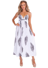 'Emilia' Palm Print Maxi Dress White