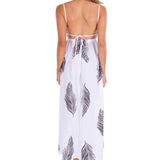 'Emilia' Palm Print Maxi Dress White