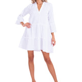 'Everly' Tiered Tunic Dress White