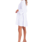 'Everly' Tiered Tunic Dress White