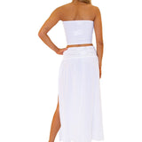'Galia' High Split Skirt White