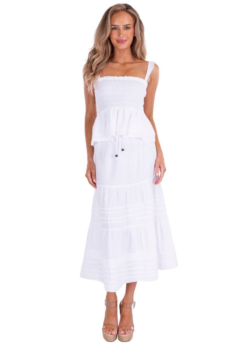 'Georgiana' White Cotton Skirt