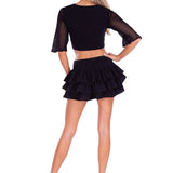 'Gigi' Mesh Sleeve Crop Top