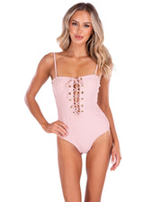 'Goddess Of The Sea' Lace Up One-Piece Blush