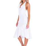 'Harmony' Ruffle Trim Midi Dress White