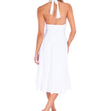 'Harmony' Ruffle Trim Midi Dress White