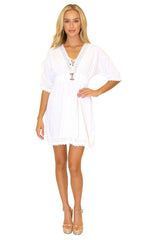 100% Cotton 'Hazel' Belted Dress White