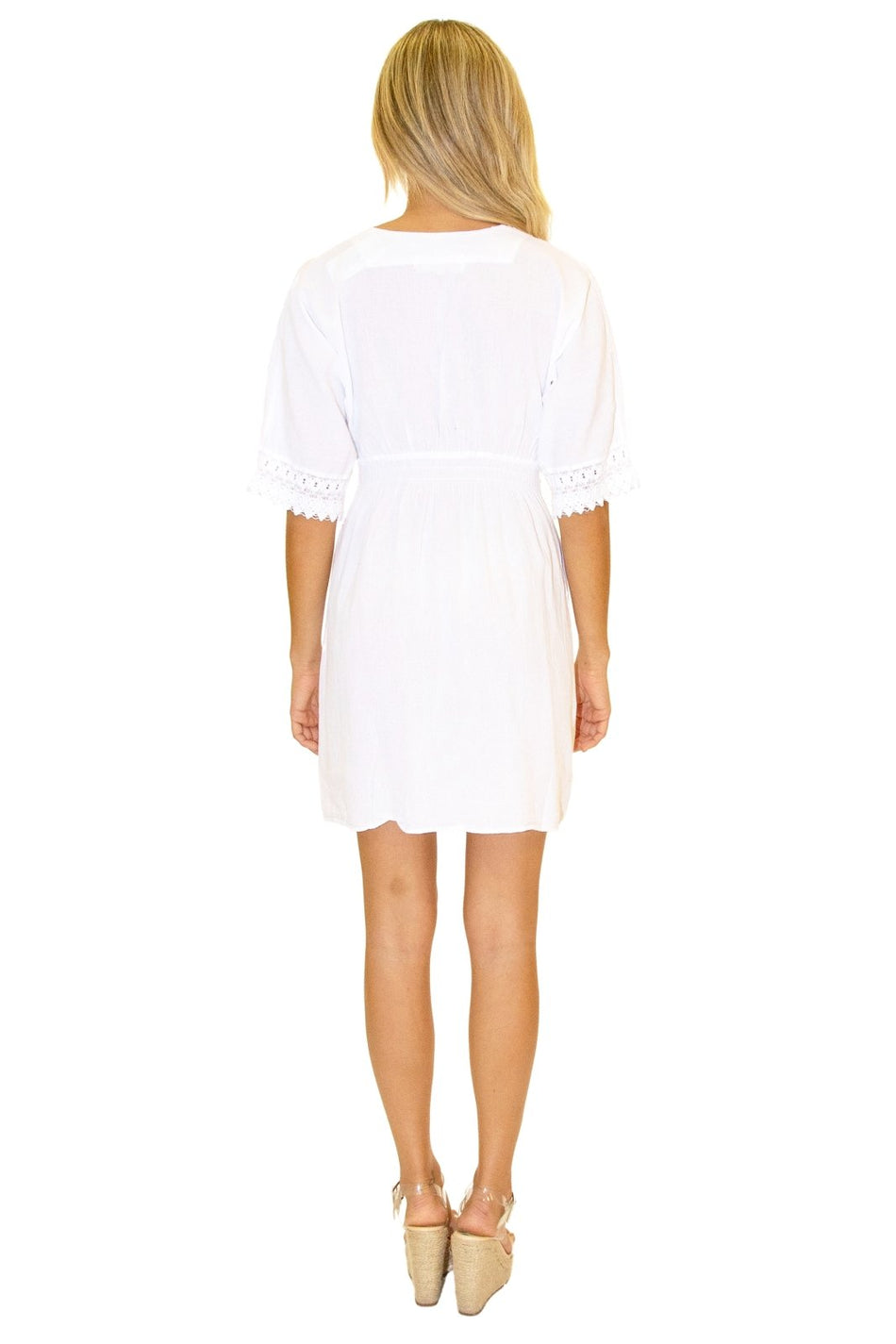 100% Cotton 'Hazel' Belted Dress White