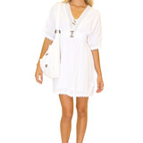 100% Cotton 'Hazel' Belted Dress White