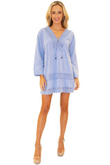 100% Cotton 'Helen' Tunic Cover-Up Blue