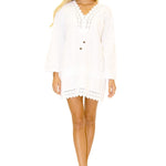 100% Cotton 'Helen' Tunic Cover-Up White