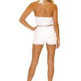 100% Cotton 'Holly' Halter Crop Top White