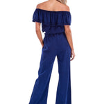 100% Cotton 'Joy' Off Shoulder Top Navy