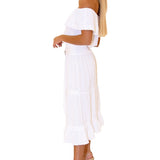 100% Cotton 'Juliette' Belted Midi Skirt White