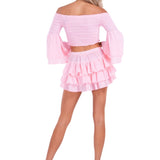 Lana' Shirred Bell Sleeve Top Baby Pink - Seaspice Resort Wear