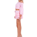 Lana' Shirred Bell Sleeve Top Baby Pink - Seaspice Resort Wear