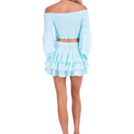 Lana' Shirred Bell Sleeve Top Baby Turquoise - Seaspice Resort Wear