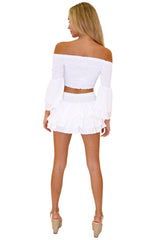 Lana' Shirred Bell Sleeve Top White - Seaspice Resort Wear