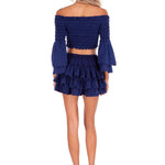 Lana' Shirred Bell Sleeve Top Navy - Seaspice Resort Wear
