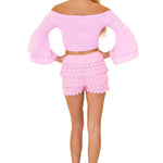 Lana' Shirred Bell Sleeve Top Pink - Seaspice Resort Wear