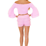 Lana' Shirred Bell Sleeve Top Pink - Seaspice Resort Wear