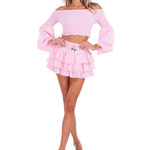 Lana' Shirred Bell Sleeve Top Baby Pink - Seaspice Resort Wear