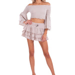 Lana' Shirred Bell Sleeve Top Baby Beige - Seaspice Resort Wear