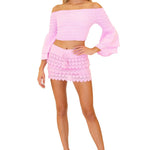 Lana' Shirred Bell Sleeve Top Pink - Seaspice Resort Wear
