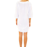 'Leah' Crochet Trim Tunic Cover-Up White - Seaspice Resort Wear
