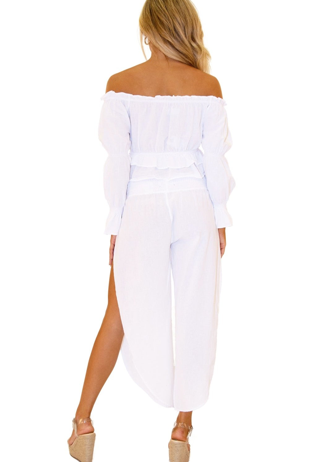 'Lexi' Puffed Sleeve Top White - Seaspice Resort Wear