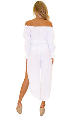 'Lexi' Puffed Sleeve Top White - Seaspice Resort Wear