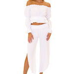 'Lexi' Puffed Sleeve Top White - Seaspice Resort Wear
