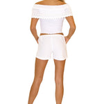 100% Cotton 'Liane' Low Rise Shorts White - Seaspice Resort Wear