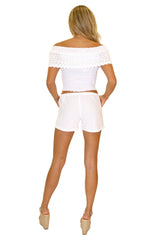 100% Cotton 'Liane' Low Rise Shorts White - Seaspice Resort Wear