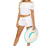 100% Cotton 'Liane' Low Rise Shorts White - Seaspice Resort Wear