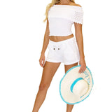 100% Cotton 'Liane' Low Rise Shorts White - Seaspice Resort Wear