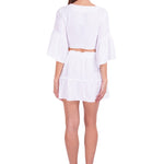 'Liv' Tie-Front Flare Sleeve Top White - Seaspice Resort Wear