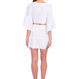 'Liv' Tie-Front Flare Sleeve Top White - Seaspice Resort Wear