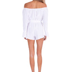 'Lizzie' Off Shoulder Romper White - Seaspice Resort Wear