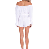 'Lizzie' Off Shoulder Romper White - Seaspice Resort Wear